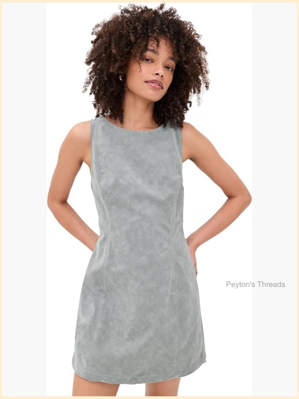 Faux Suede Mini Dress with Open Back and Button Accents
